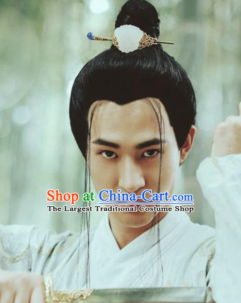 Handmade Chinese Ming Dynasty Royal Prince Wigs Ancient Swordsman Headwear Drama Vagabondize Chignon Headdress