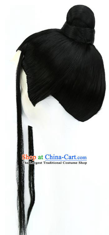 Handmade Chinese Ming Dynasty Royal Prince Wigs Ancient Swordsman Headwear Drama Vagabondize Chignon Headdress