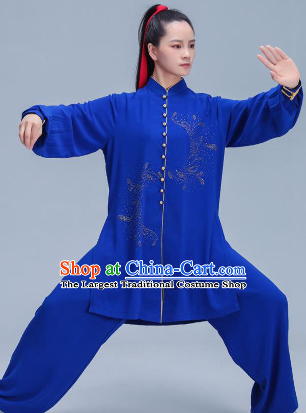 Chinese Tai Chi Training Royalblue Uniforms Wushu Competition Outfits Martial Arts Clothing Kung Fu Costumes