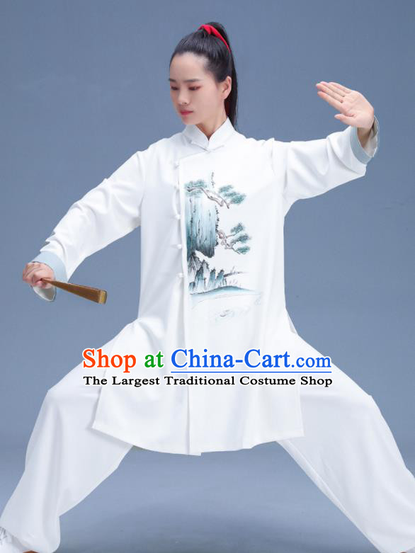 Chinese Kung Fu Costumes Tai Chi Training Uniforms Wushu Competition Hand Painting Landscape Outfits Martial Arts Clothing