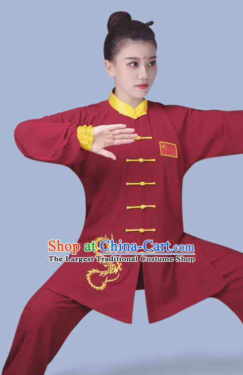 Chinese Martial Arts Clothing Kung Fu Costumes Tai Chi Training Uniforms Wushu Competition Red Outfits