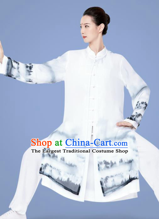 Chinese Tai Chi Training Uniforms Kung Fu Ink Painting Landscape Clothing Martial Arts Garment Costumes for Women for Men