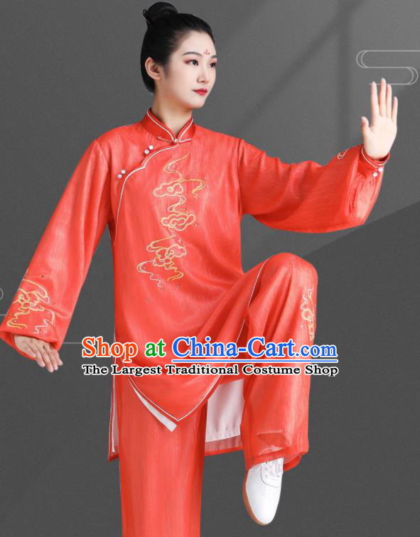 Chinese Tai Chi Training Orange Uniforms Wushu Competition Outfits Martial Arts Clothing Kung Fu Costumes