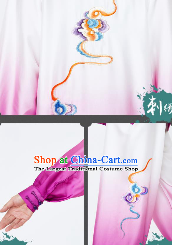 Chinese Kung Fu Costumes Tai Chi Training Purple Uniforms Wushu Competition Embroidered Dragon Outfits Martial Arts Clothing