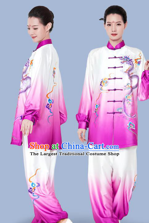 Chinese Tai Ji Sword Garment Costumes Tai Chi Printing Dragon Purple Uniforms Wushu Competition Outfits Martial Arts Kung Fu Clothing