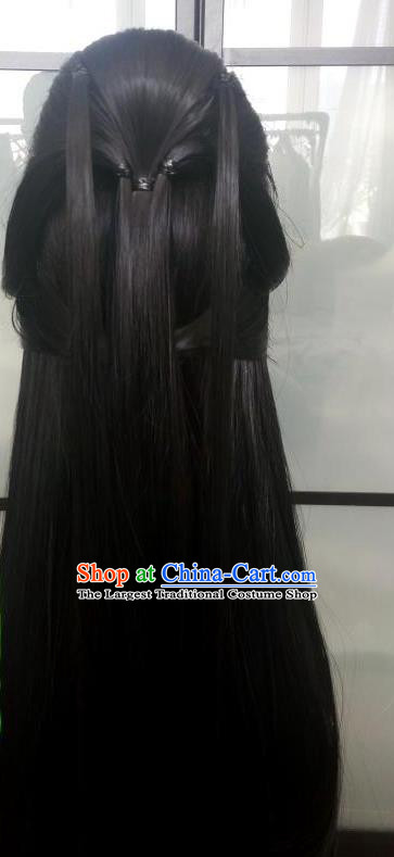 China Ancient Fox Queen Wigs Traditional Drama Eternal Love Bai Qian Hanfu Chignon Hairpieces Cosplay Fairy Princess Wig Sheath