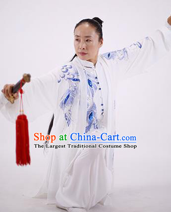 China Tai Chi Group Performance Uniforms Martial Arts Clothing Wushu Competition Outfits Kung Fu White Costumes