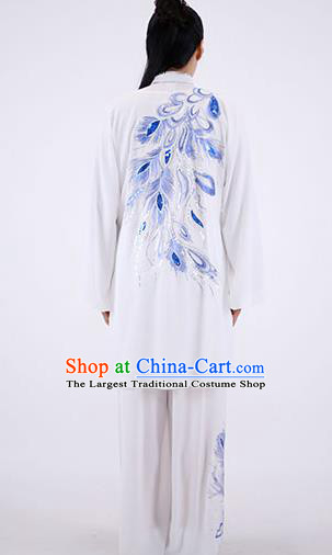China Tai Chi Group Performance Uniforms Martial Arts Clothing Wushu Competition Outfits Kung Fu White Costumes