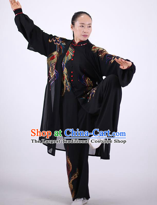 China Wushu Competition Outfits Kung Fu Black Costumes Tai Chi Group Performance Uniforms Martial Arts Clothing
