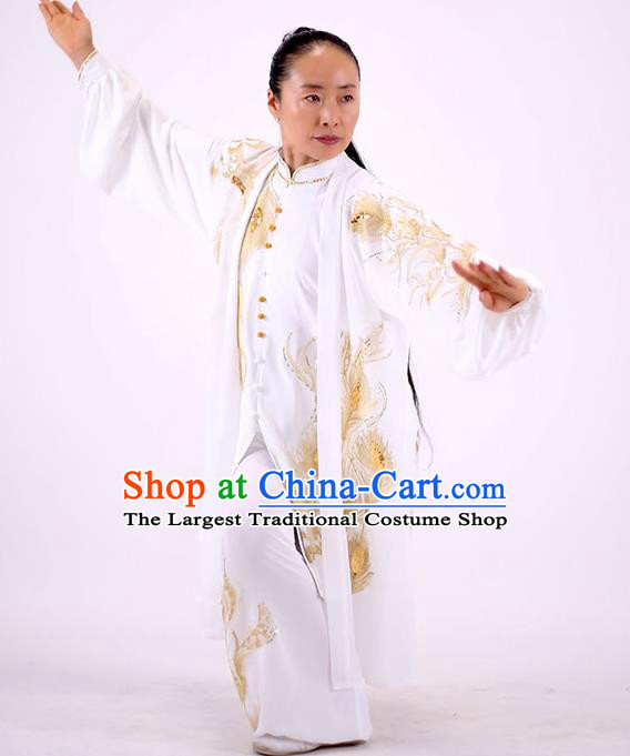 China Tai Chi Performance White Uniforms Martial Arts Clothing Tai Ji Wushu Competition Outfits Kung Fu Costumes