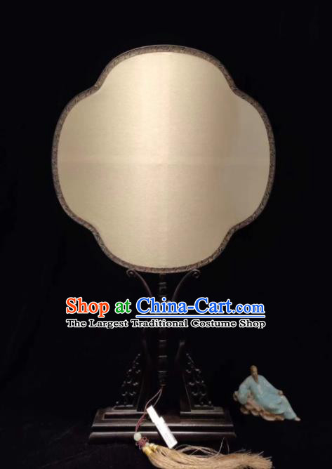 China Ancient Court Begonia Fan Traditional Suzhou Fan Vintage Dance Fan Handmade White Silk Palace Fan