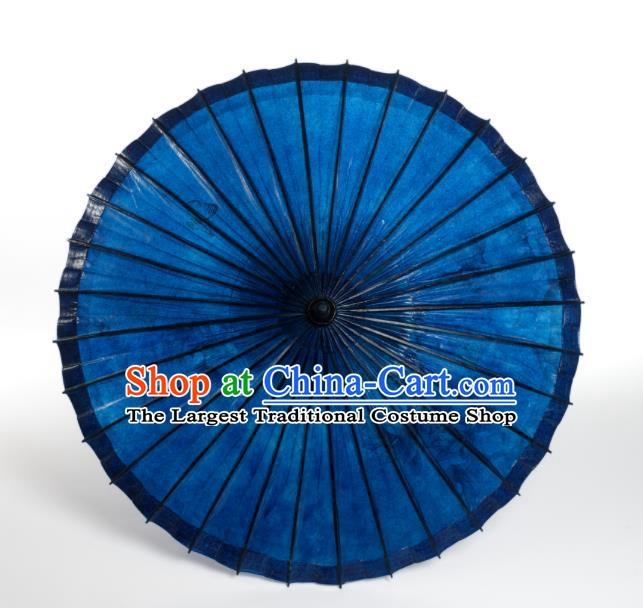 China Classical Umbrella Deep Blue Paper Umbrella Handmade Oil Paper Umbrella Traditional Dance Umbrellas