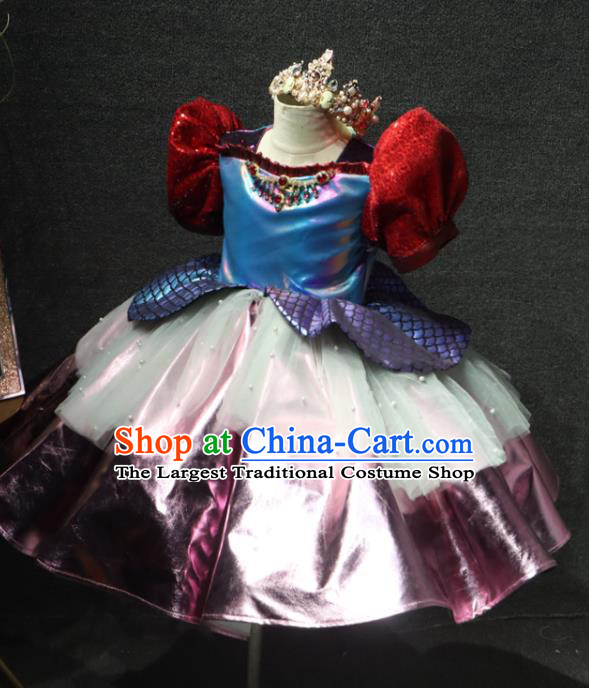 Top Girl Chorus Garment Catwalks Princess Bubble Full Dress Christmas Formal Evening Wear Children Day Performance Clothing