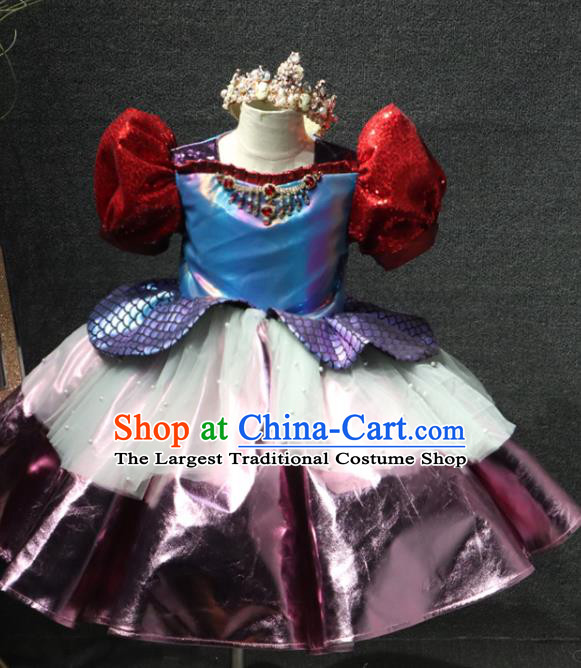 Top Girl Chorus Garment Catwalks Princess Bubble Full Dress Christmas Formal Evening Wear Children Day Performance Clothing