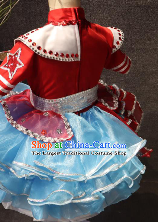 Top Girl Catwalks Bubble Dress Christmas Formal Evening Wear Children Princess Stage Show Clothing Chorus Performance Garment