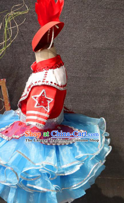 Top Girl Catwalks Bubble Dress Christmas Formal Evening Wear Children Princess Stage Show Clothing Chorus Performance Garment