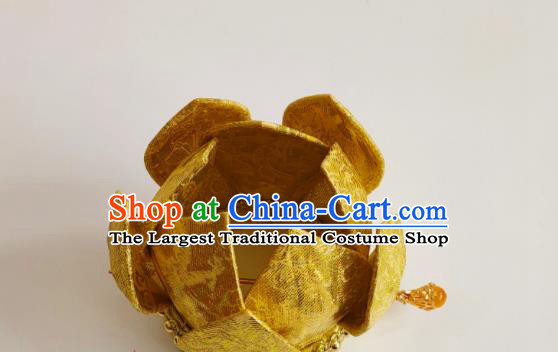 China Ancient Empress Golden Lotus Hair Crown Traditional Hanfu Hair Accessories Tang Dynasty Taoist Nun Headpiece