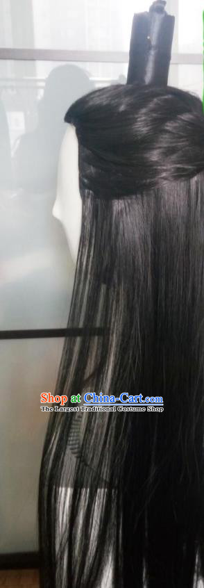 Handmade Chinese Han Dynasty Prince Wigs Ancient Swordsman Headwear Drama Eternal Love Ye Hua Chignon Headdress