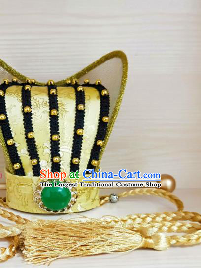 Handmade Chinese Han Dynasty Official Hair Crown Ancient Minister Headwear Drama Traditional Hanfu Golden Hat