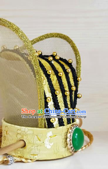 Handmade Chinese Han Dynasty Official Hair Crown Ancient Minister Headwear Drama Traditional Hanfu Golden Hat