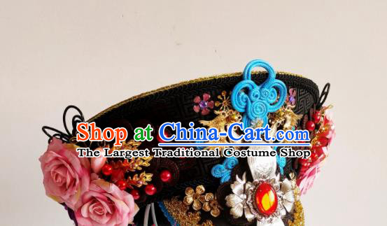 China Ancient Imperial Consort Hair Crown Traditional Drama Court Hair Accessories Qing Dynasty Palace Beauty Zhen Huan Hat Headdress