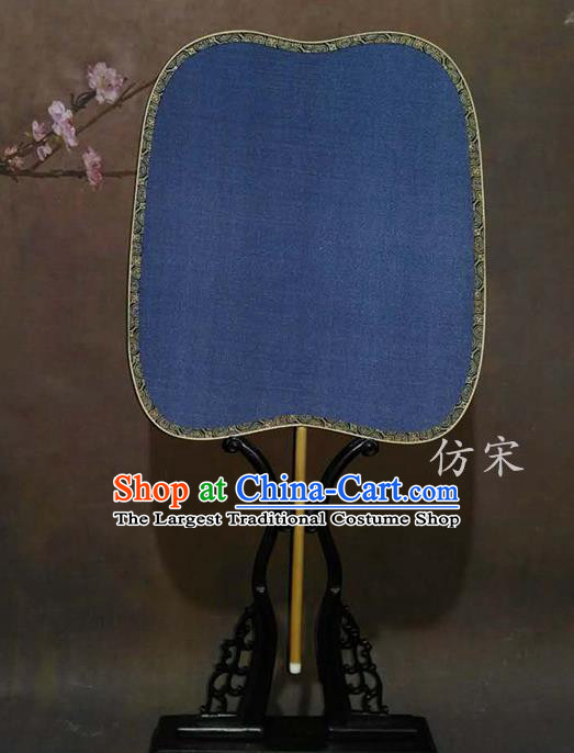 China Vintage Song Dynasty Court Fan Handmade Blue Silk Palace Fan Ancient Princess Fan Traditional Suzhou Fan