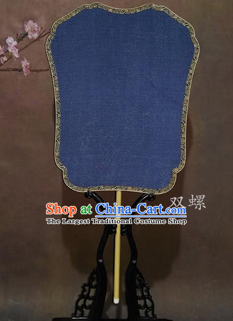 China Traditional Suzhou Fan Vintage Song Dynasty Court Fan Handmade Blue Silk Palace Fan Ancient Princess Fan
