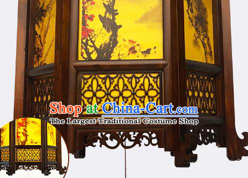 China Traditional Festival Hanging Lantern Classical Lanterns Handmade Hexagon Palace Lantern Painting Plum Orchids Bamboo Chrysanthemum Lamp