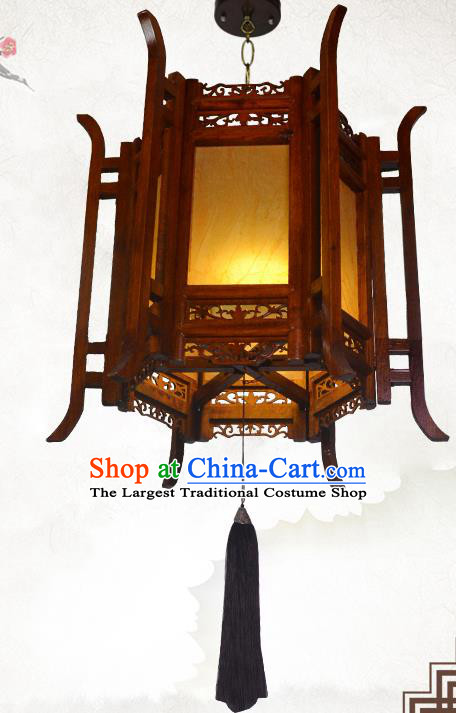 China Classical Lanterns Handmade Hexagon Palace Lantern Wood Lamp Traditional Festival Hanging Lantern