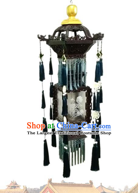 China Temple Hanging Lantern Classical Wood Carving Lanterns Handmade Palace Lantern Traditional Dragon Heads Light Lamp