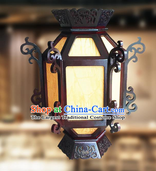 China Classical Hexagon Lanterns Vintage Palace Lantern Traditional Light Lamp Handmade Wood Hanging Lantern