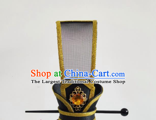 Handmade Chinese Qin Dynasty Scholar Hair Crown Ancient Official Counsellor Headwear Drama Traditional Hanfu Prince Hairpin Headpiece