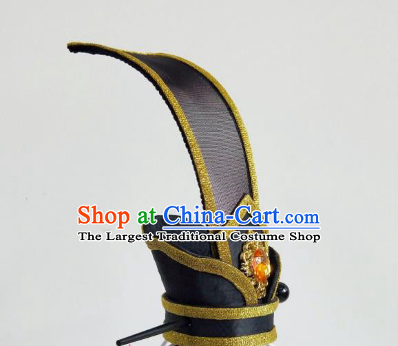 Handmade Chinese Qin Dynasty Scholar Hair Crown Ancient Official Counsellor Headwear Drama Traditional Hanfu Prince Hairpin Headpiece
