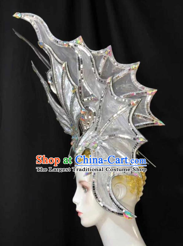 Handmade Rio Carnival Headdress Deluxe Hair Accessories Halloween Stage Show Royal Crown Brazil Parade Giant Headpiece