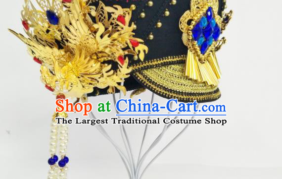 China Ancient Queen Hair Crown Traditional Drama Court Hair Accessories Qing Dynasty Empress Zhen Huan Hat Headdress