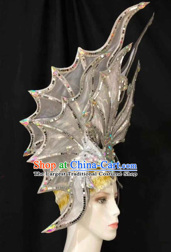 Handmade Rio Carnival Headdress Deluxe Hair Accessories Halloween Stage Show Royal Crown Brazil Parade Giant Headpiece