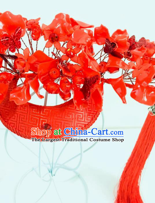 China Ancient Bride Hair Crown Traditional Drama Wedding Hair Accessories Stage Show Tassel Hat Headdress