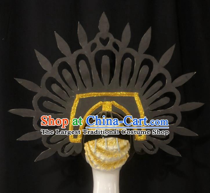 Handmade Samba Dance Hair Accessories Stage Show Golden Royal Crown Halloween Cosplay Deluxe Headwear Brazil Carnival Giant Hat