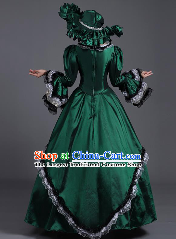 Custom European Royal Princess Green Full Dress Western Style Clothes Europe Vintage Garment Costume Stage Performance Fashion
