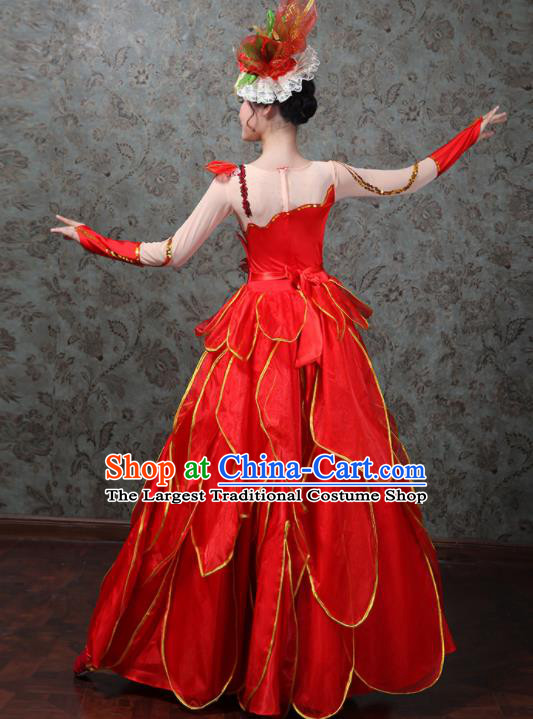 Professional Spanish Dance Garment Costume Spring Festival Gala Opening Dance Red Dress Modern Dance Clothing