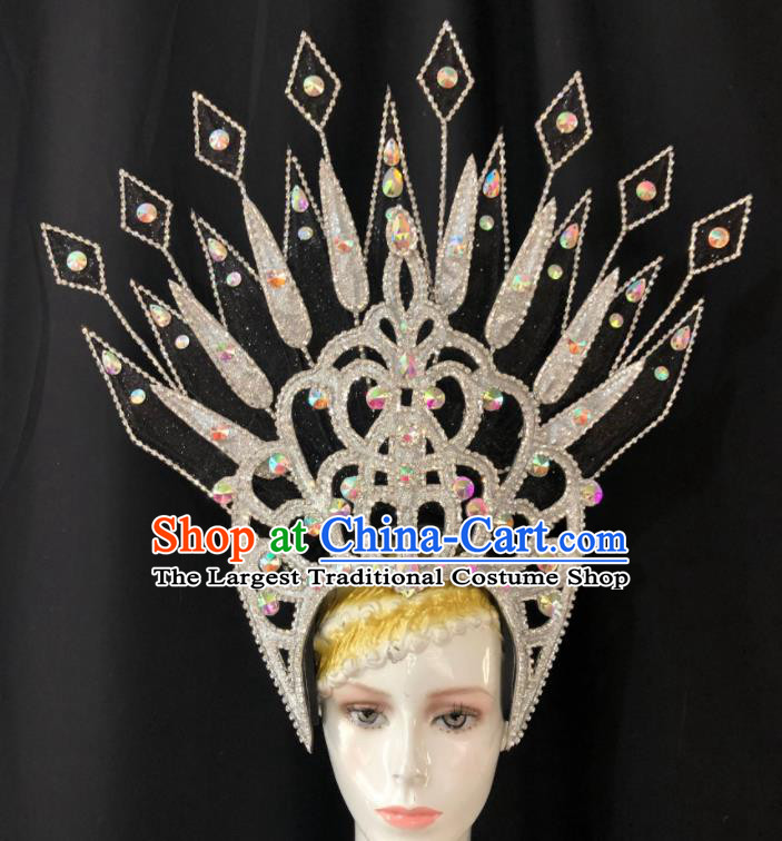 Handmade Samba Dance Royal Crown Easter Hair Accessories Halloween Cosplay Giant Hat Brazil Carnival Deluxe Headdress