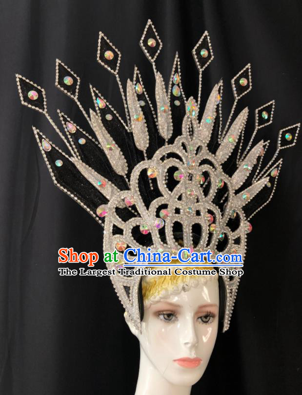 Handmade Samba Dance Royal Crown Easter Hair Accessories Halloween Cosplay Giant Hat Brazil Carnival Deluxe Headdress