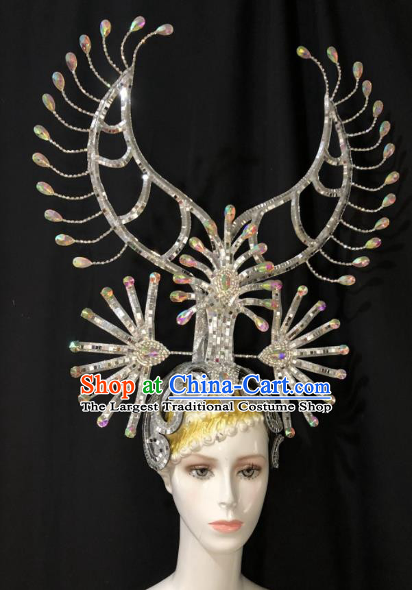 Handmade Brazil Carnival Deluxe Headdress Samba Dance Royal Crown Easter Hair Accessories Halloween Cosplay Giant Phoenix Coronet