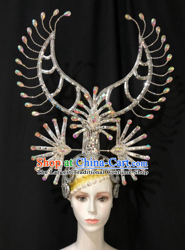 Handmade Brazil Carnival Deluxe Headdress Samba Dance Royal Crown Easter Hair Accessories Halloween Cosplay Giant Phoenix Coronet