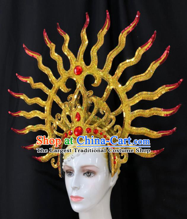 Handmade Samba Dance Deluxe Hair Accessories Easter Parade Headpiece Halloween Cosplay Giant Royal Crown Brazil Carnival Headdress