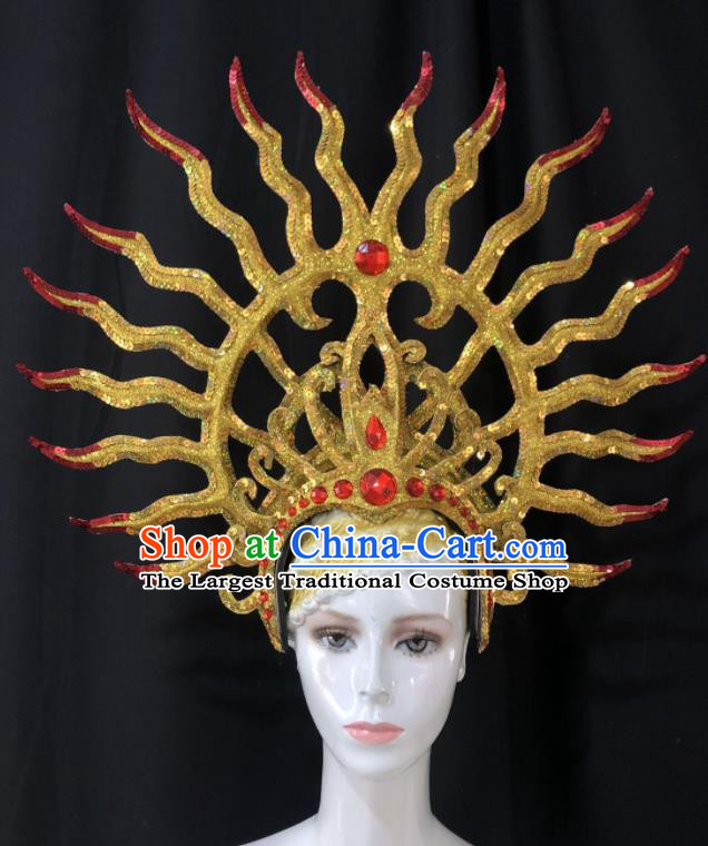 Handmade Samba Dance Deluxe Hair Accessories Easter Parade Headpiece Halloween Cosplay Giant Royal Crown Brazil Carnival Headdress