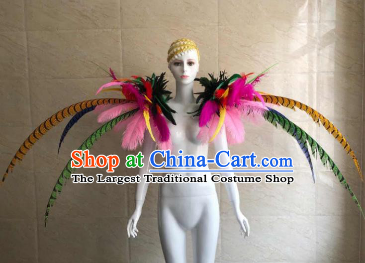 Professional Brazilian Carnival Catwalks Props Opening Dance Clothing Miami Deluxe Feathers Shoulder Accessories