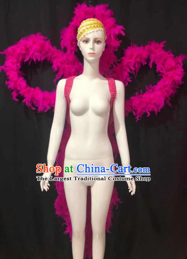 Professional Catwalks Props Brazilian Carnival Parade Rosy Feather Back Decorations Samba Dance Deluxe Butterfly Wings Accessories
