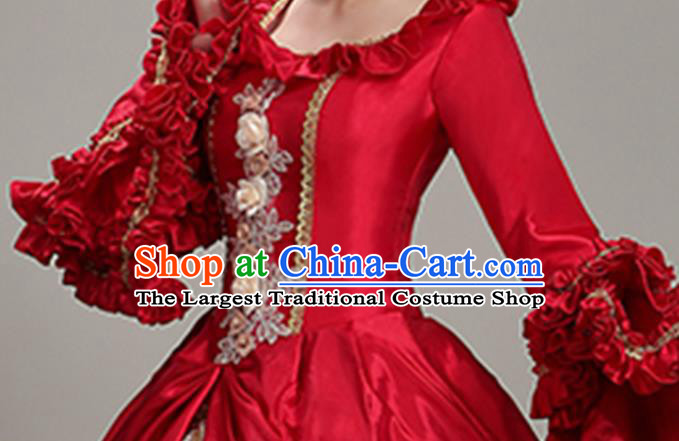 Custom European Stage Performance Clothing Western Court Red Dress Vintage Garment Costume Europe Noble Woman Fashion