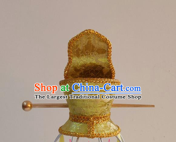 Handmade Chinese Tang Dynasty Noble Childe Hair Crown Ancient Prince Hairpin Headwear Drama Traditional Hanfu Golden Headpieces